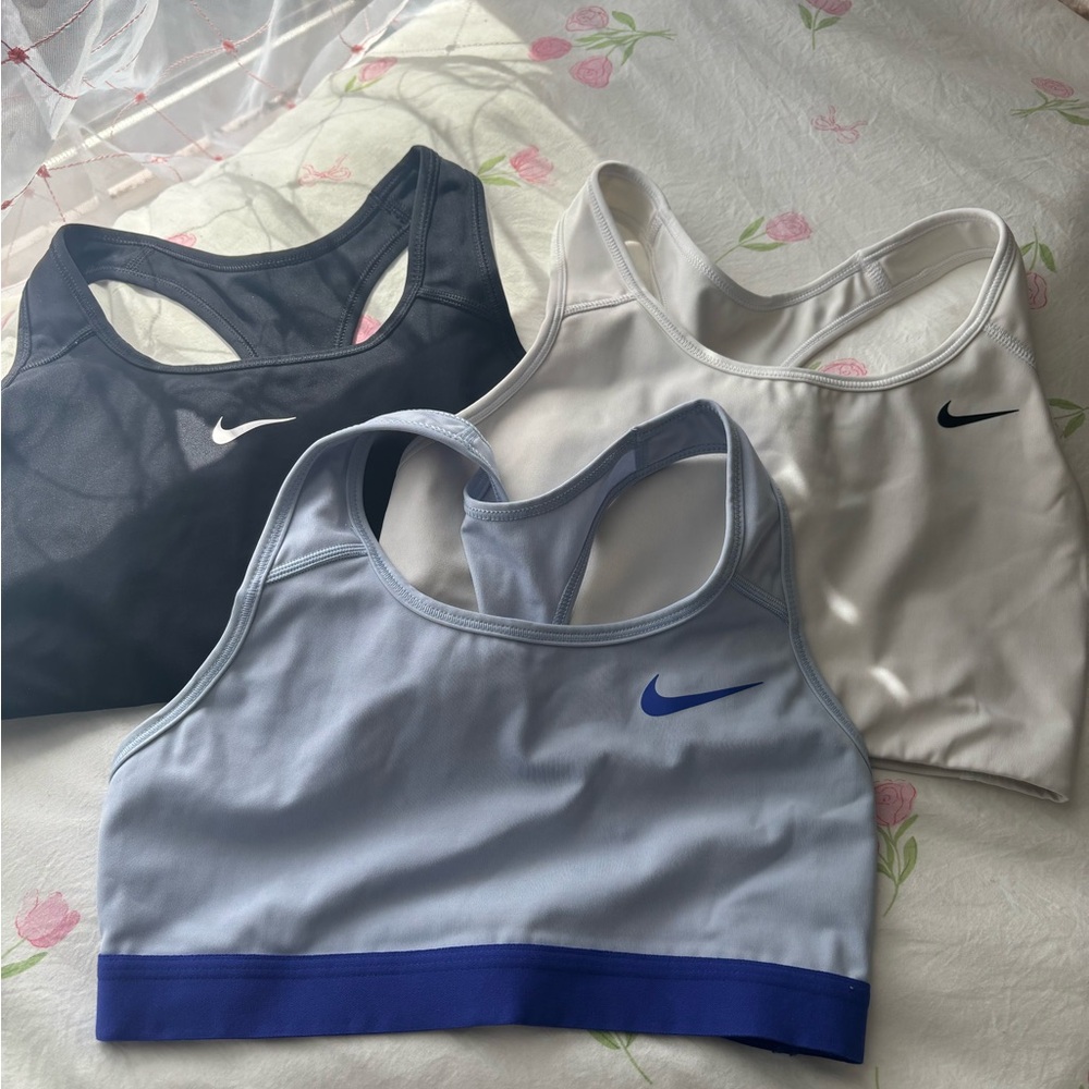 Nike Women's Sports Bra Set - Black, Gray, and Blue